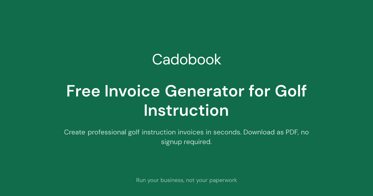 Free Invoice Generator for Golf Instruction - Cadobook | Cadobook