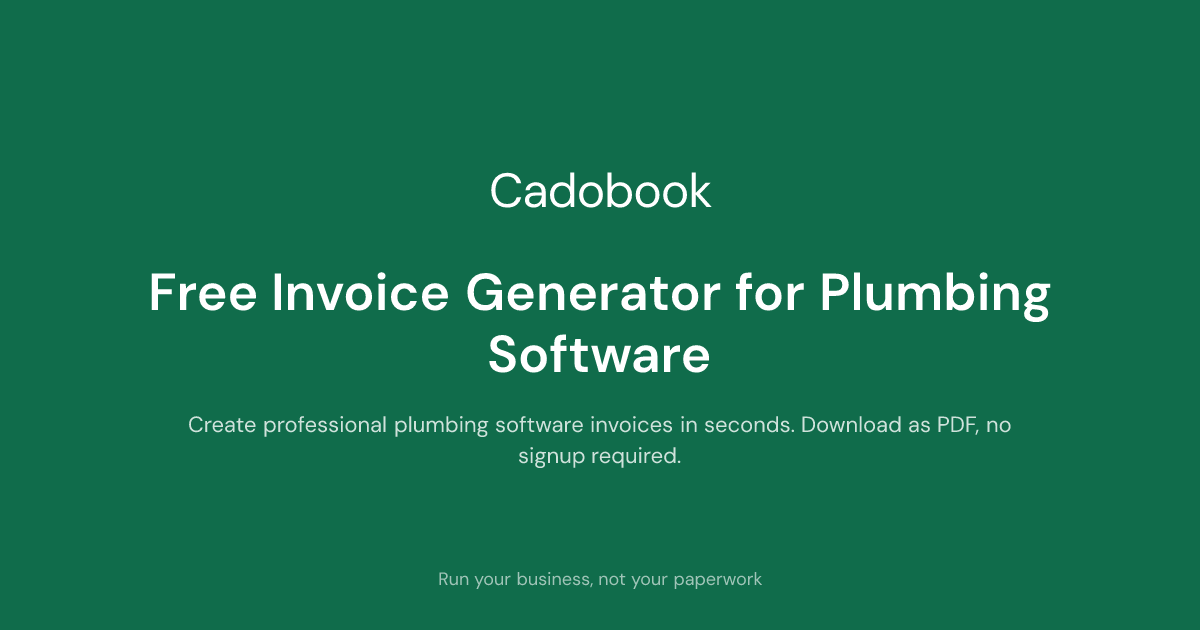 Free Invoice Generator for Plumbing Software - Cadobook | Cadobook