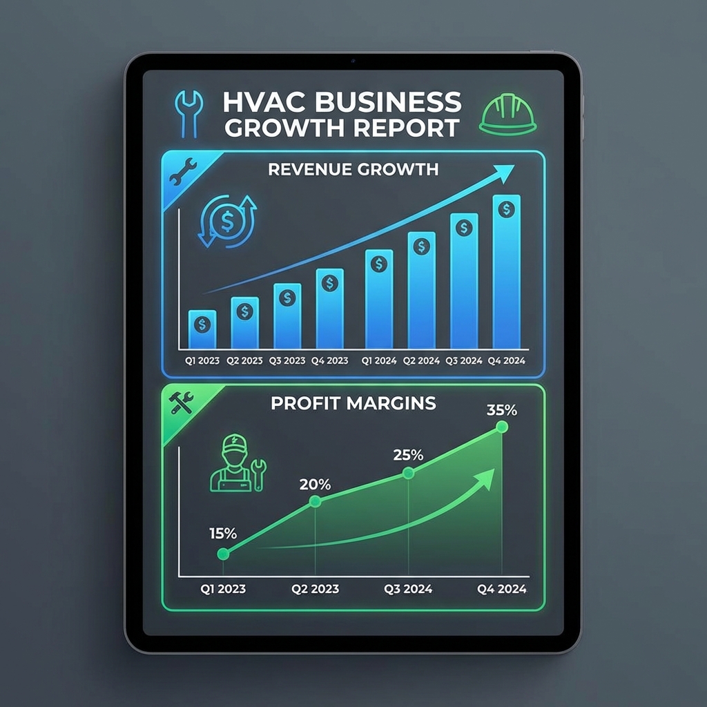 HVAC Business Growth Metrics - Dashboard showing revenue and profit trends